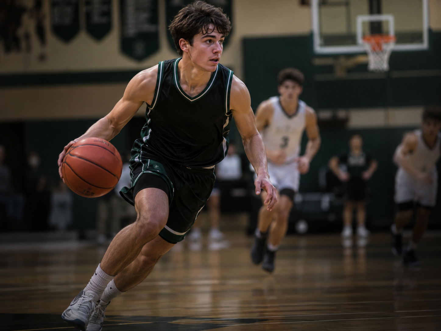 Basketball player in game action