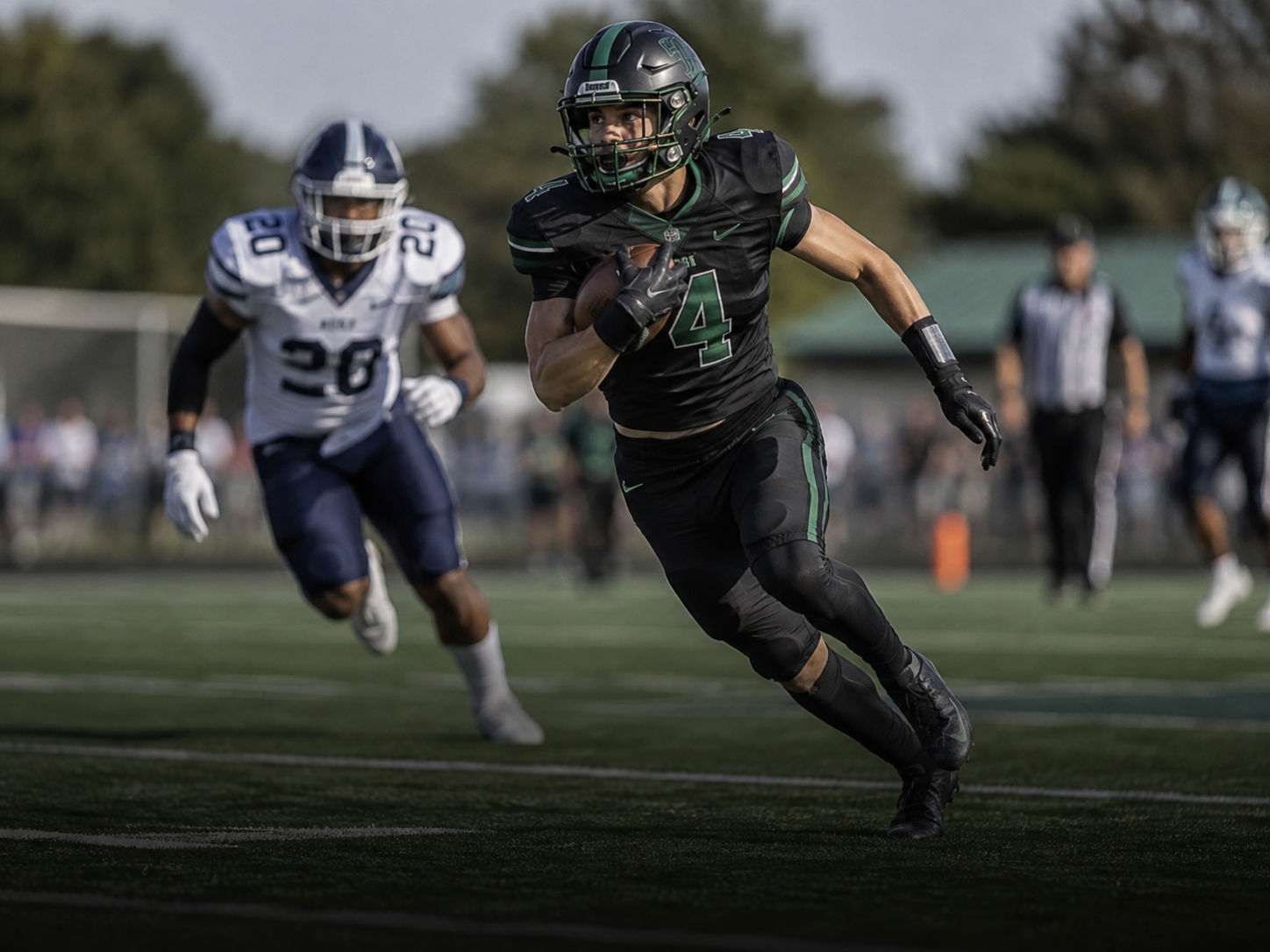 Football player in game action