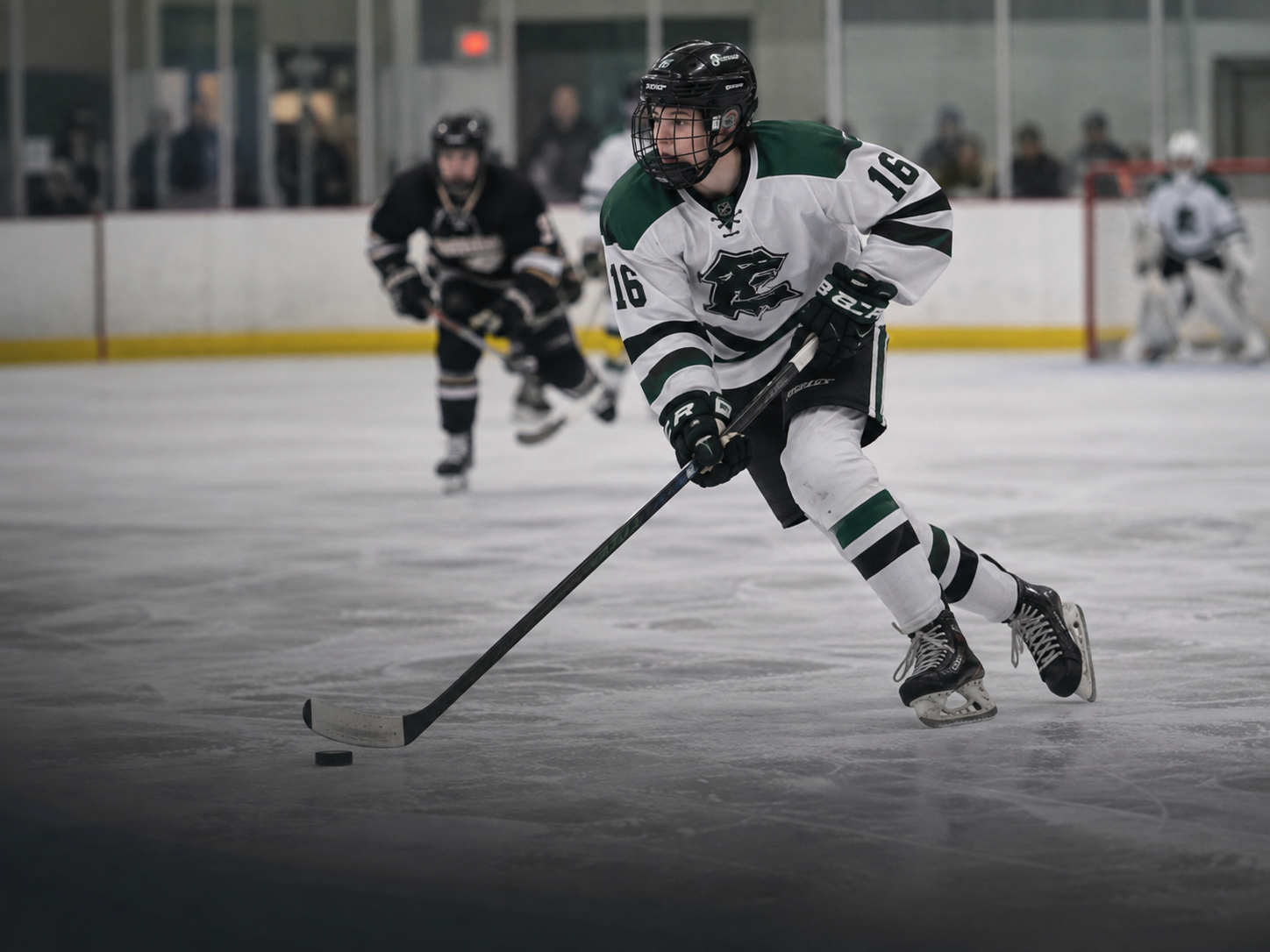 Hockey player in game action