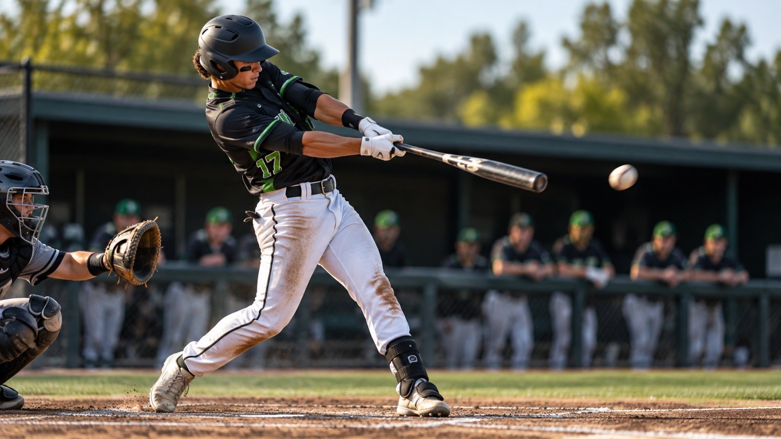 Baseball athlete in game action